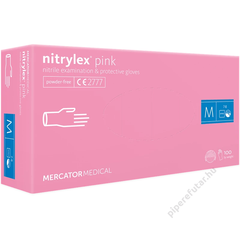 Mercator® Nitrylex pink púdermentes rózsaszín nitril vizsgálókesztyű 100 db
