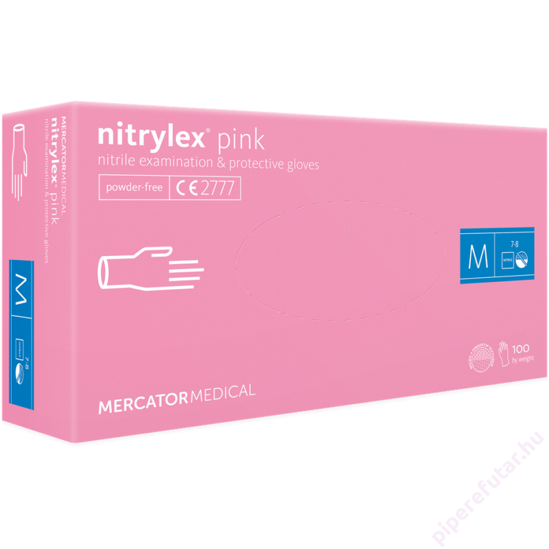 Mercator® Nitrylex pink púdermentes rózsaszín nitril vizsgálókesztyű 100 db