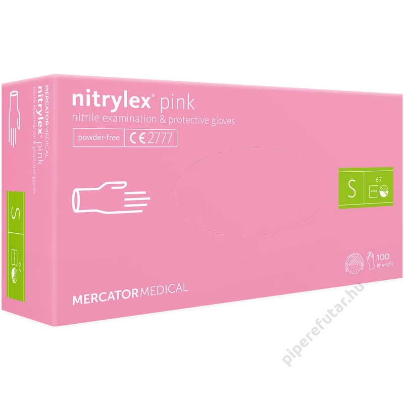 Mercator® Nitrylex pink púdermentes rózsaszín nitril vizsgálókesztyű 100 db