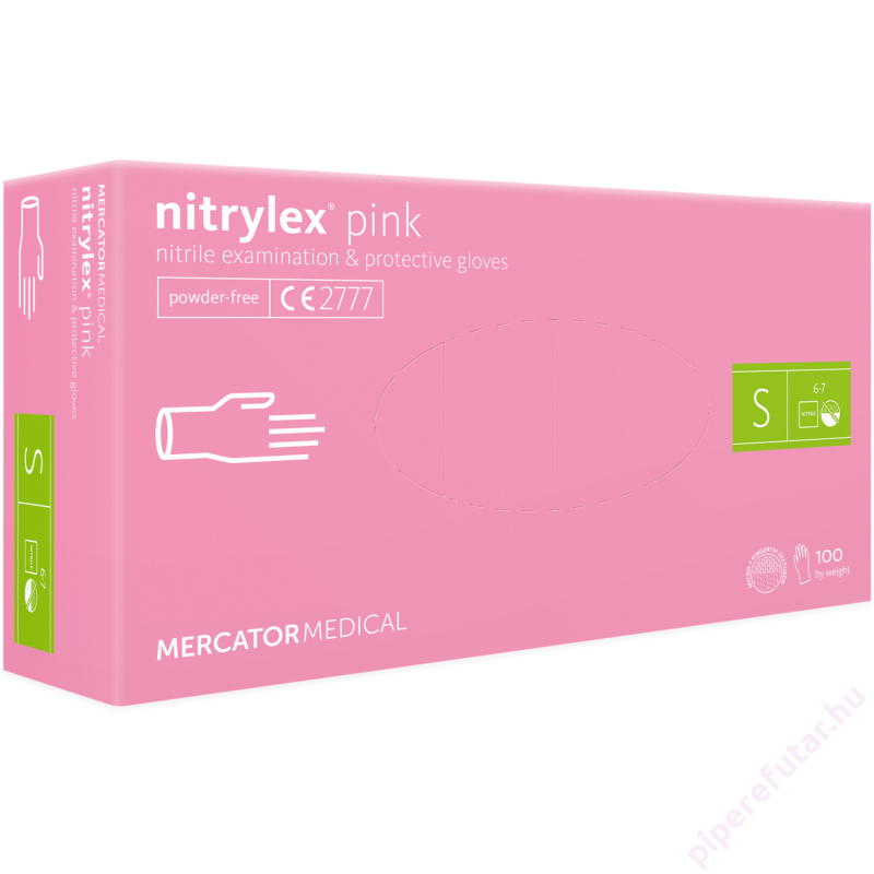 Mercator® Nitrylex pink púdermentes rózsaszín nitril vizsgálókesztyű 100 db