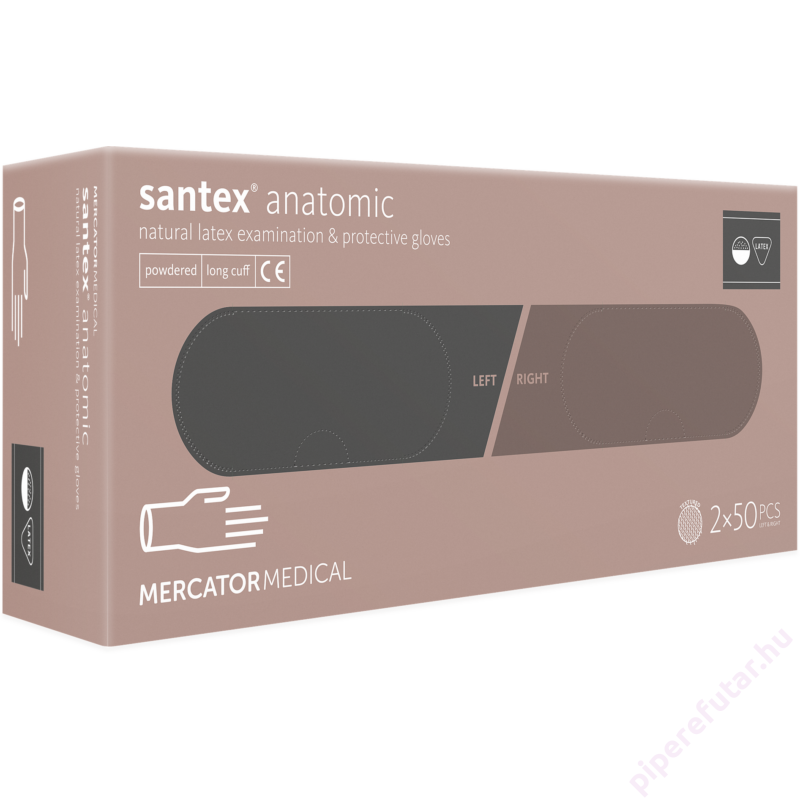 Mercator® santex® anatomic púderezett latex kesztyű 2x50 db