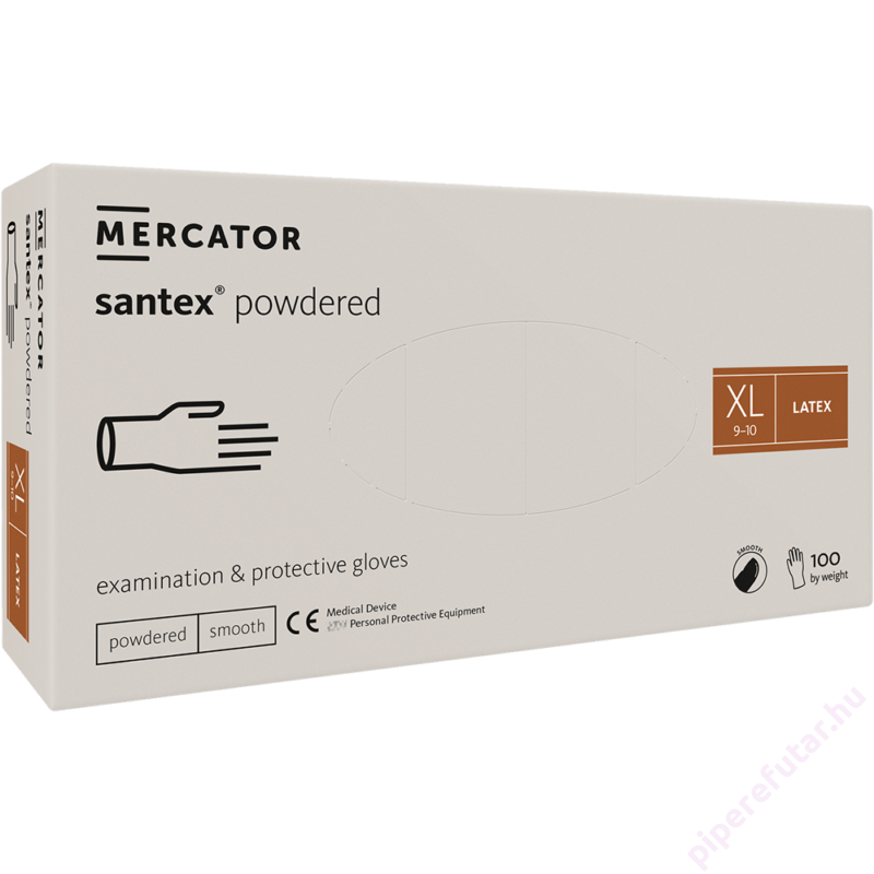santex púderezett fehér latex kesztyű XL