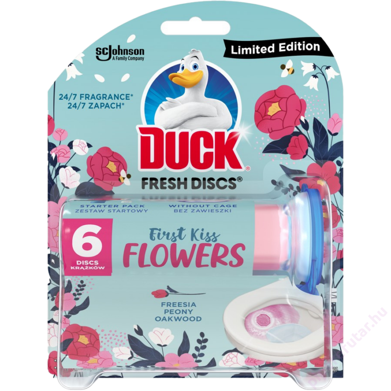 Duck Fresh Discs First Kiss Flowers WC öblítő gél korong