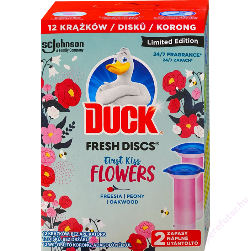 Duck Fresh Discs First Kiss Flowers WC öblítő gél korong utántöltő