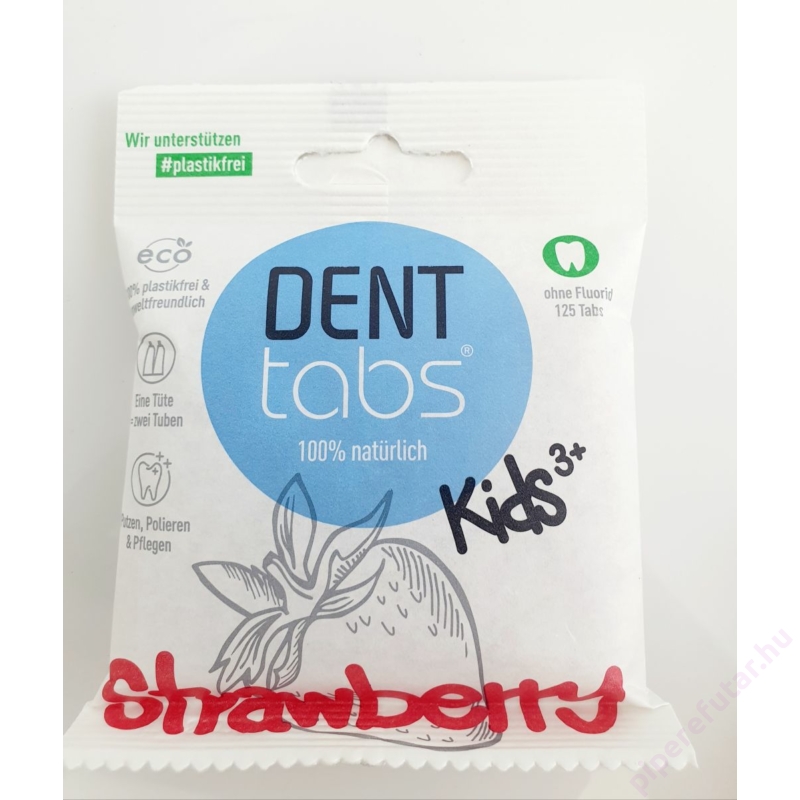 Denttabs KIDS epres fogtisztító tabletta FLUORID MENTES 125 db