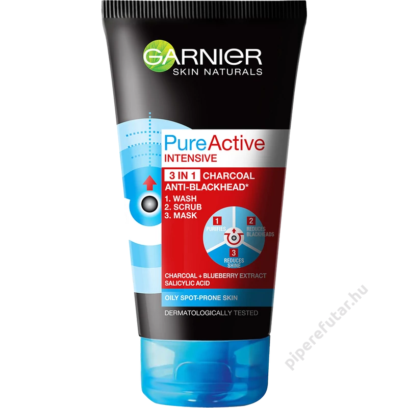 Garnier Pure Active 3in1 Charcoal arctisztító gél old