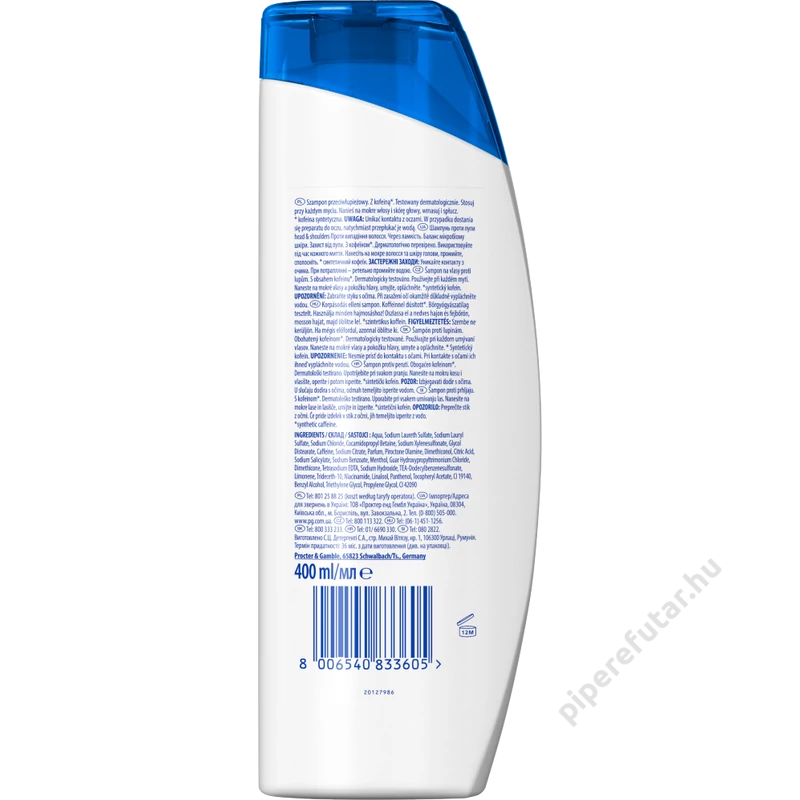 Head &amp; Shoulders Anti Hair Fall sampon koffeinnel hátoldal