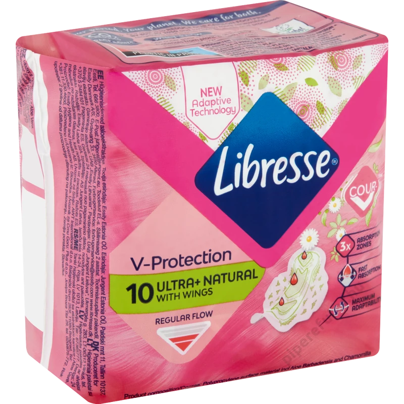 LIBRESSE V-Protection Ultra+ Natural egészségügyi betét 10 db