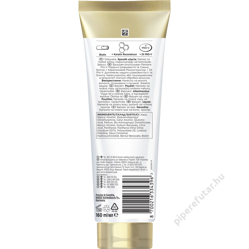 Pantene Pro-V MIRACLES Silky &amp; Glowing hajbalzsam 160 ml hátoldal