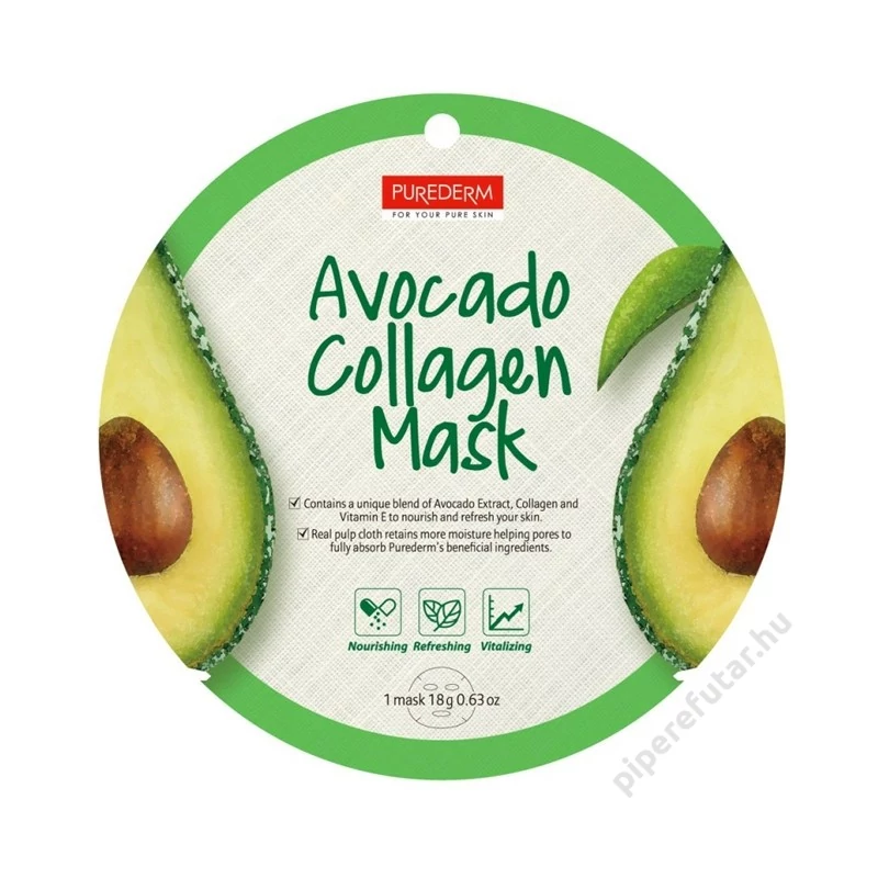 PureDerm avocado collagen vitalizáló fátyolmaszk kollagén és avokádó 1 db