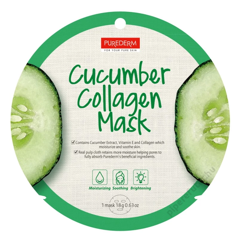 PureDerm cucumber collagen bőrtápláló uborka kollagén fátyolmaszk