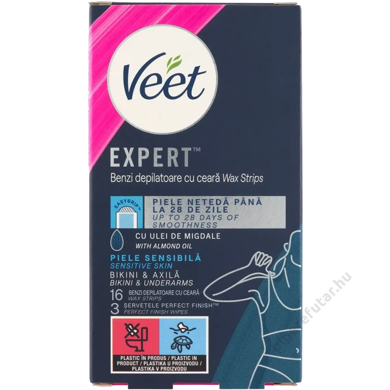 Veet Expert hideggyanta szalag bikinivonalra és hónaljra érzékeny bőrre 16 db + 3 törlőkendő